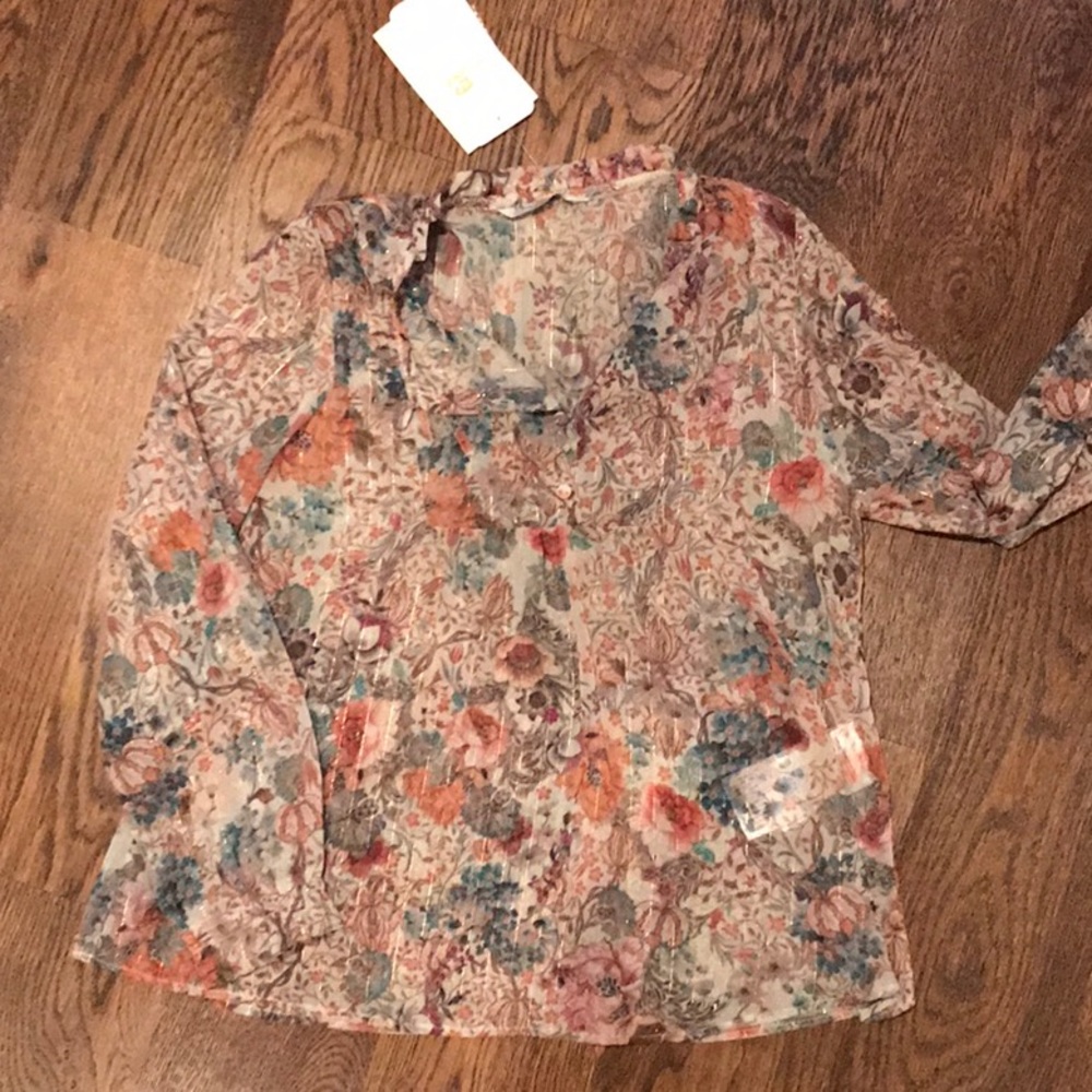 Girls Floral Sheer Blouse Size 10